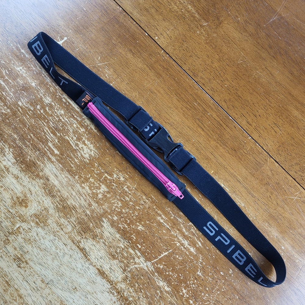 SPIbelt Spandex Large Pocket Expandable Sport Belt Black Pink One Size